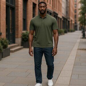 Brooks Brothers Men L Preppy Classic Casual Olive Green 100%  Cotton Polo Shirt